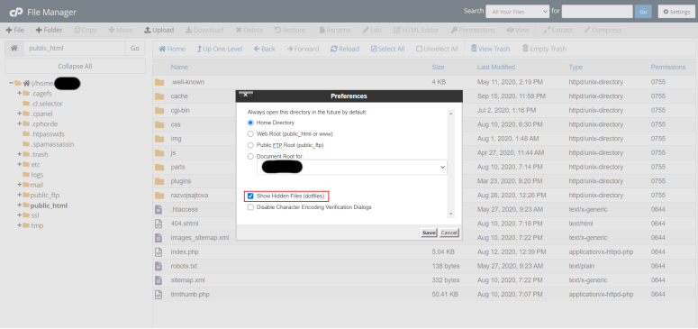 How to enable visibility of .htaccess file